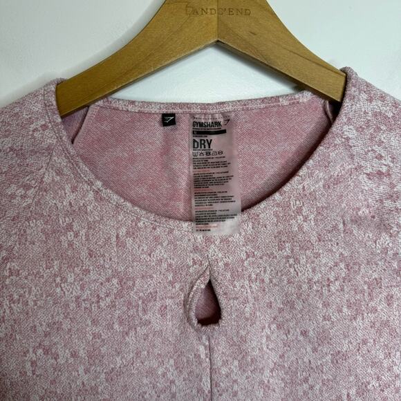 Gymshark Fleur Texture Long Sleeve Top Pink Cropped Thumb Holes Size Medium - Picture 3 of 5